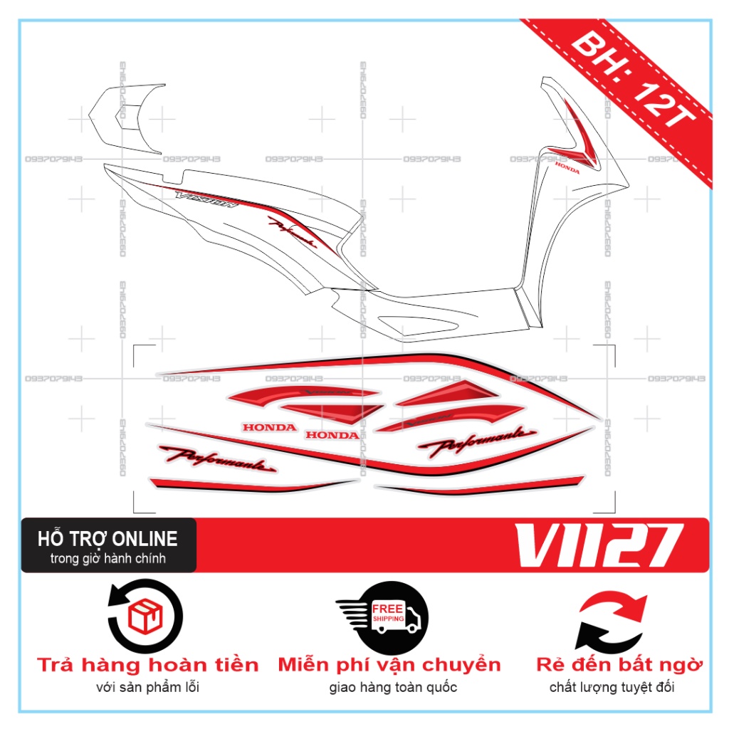 TEM XE VISION 2021CHỈ ĐỎ DÁN XE TRẮNG -- SHIN DECAL 2