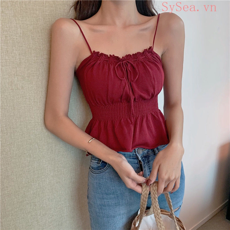Áo hai dây cho phái nữ màu trơn phong cách thời trang gợi cảm