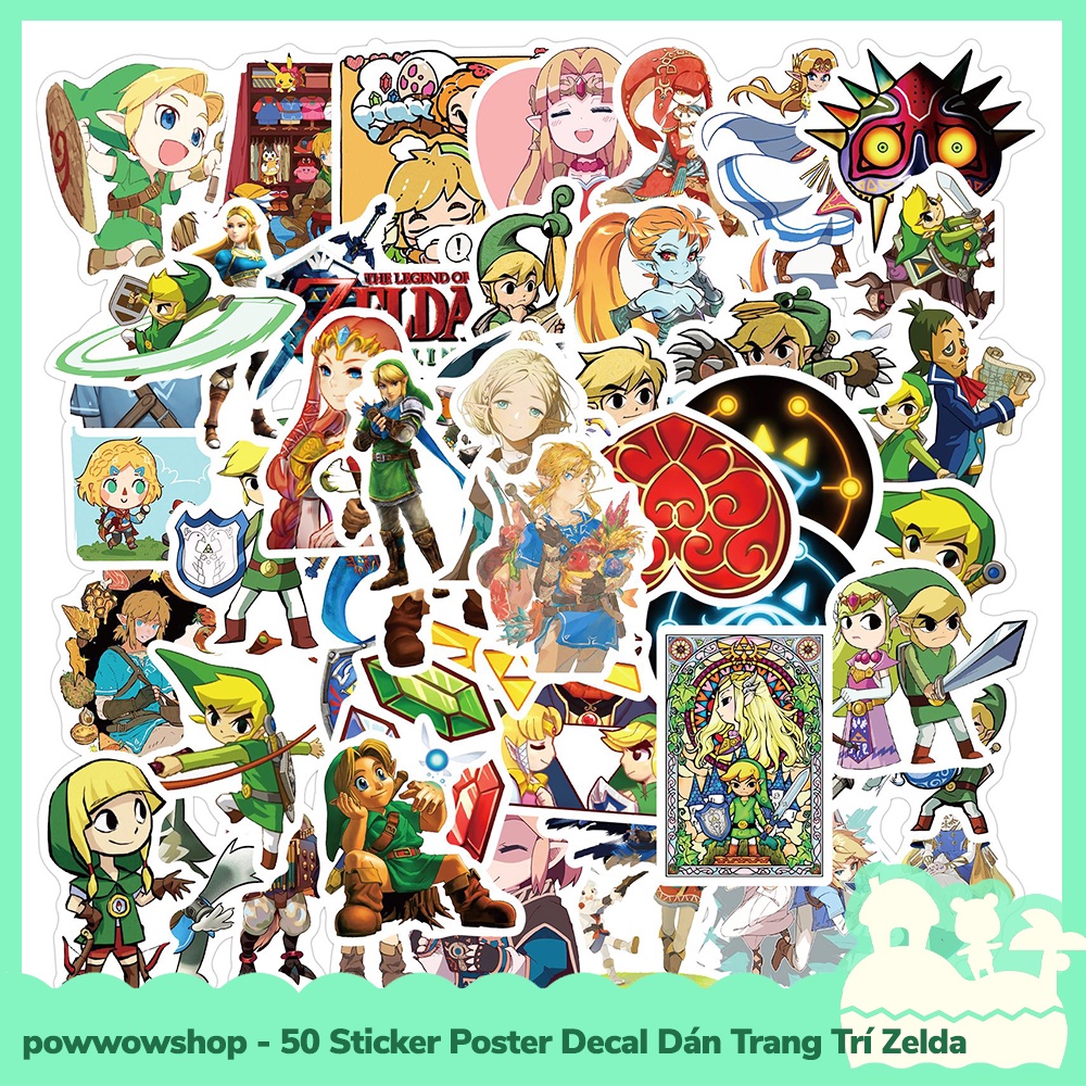 [Sẵn VN - Hỏa Tốc] 50 Sticker Decal Dán Trang Trí Đa Năng Cho Nhiều Vật Dụng Mẫu Game Zelda Time To Travel