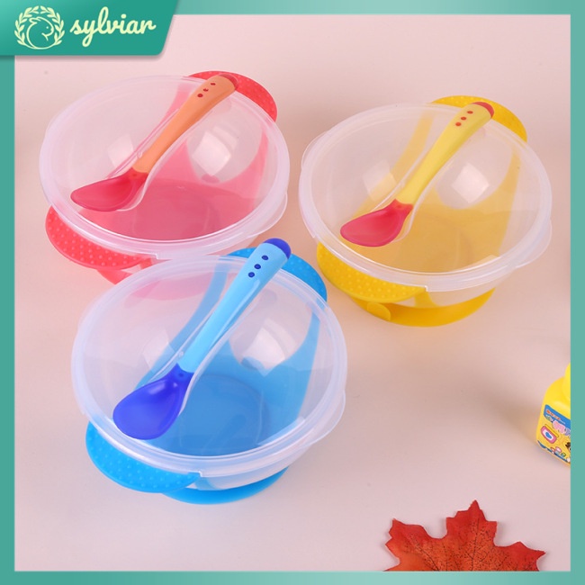 Bộ Tô Và Muỗng Tập Ăn Trong Suốt Thay Đổi Màu Sắc Theo Nhiệt Độ Tiện Dụng Cho Bé