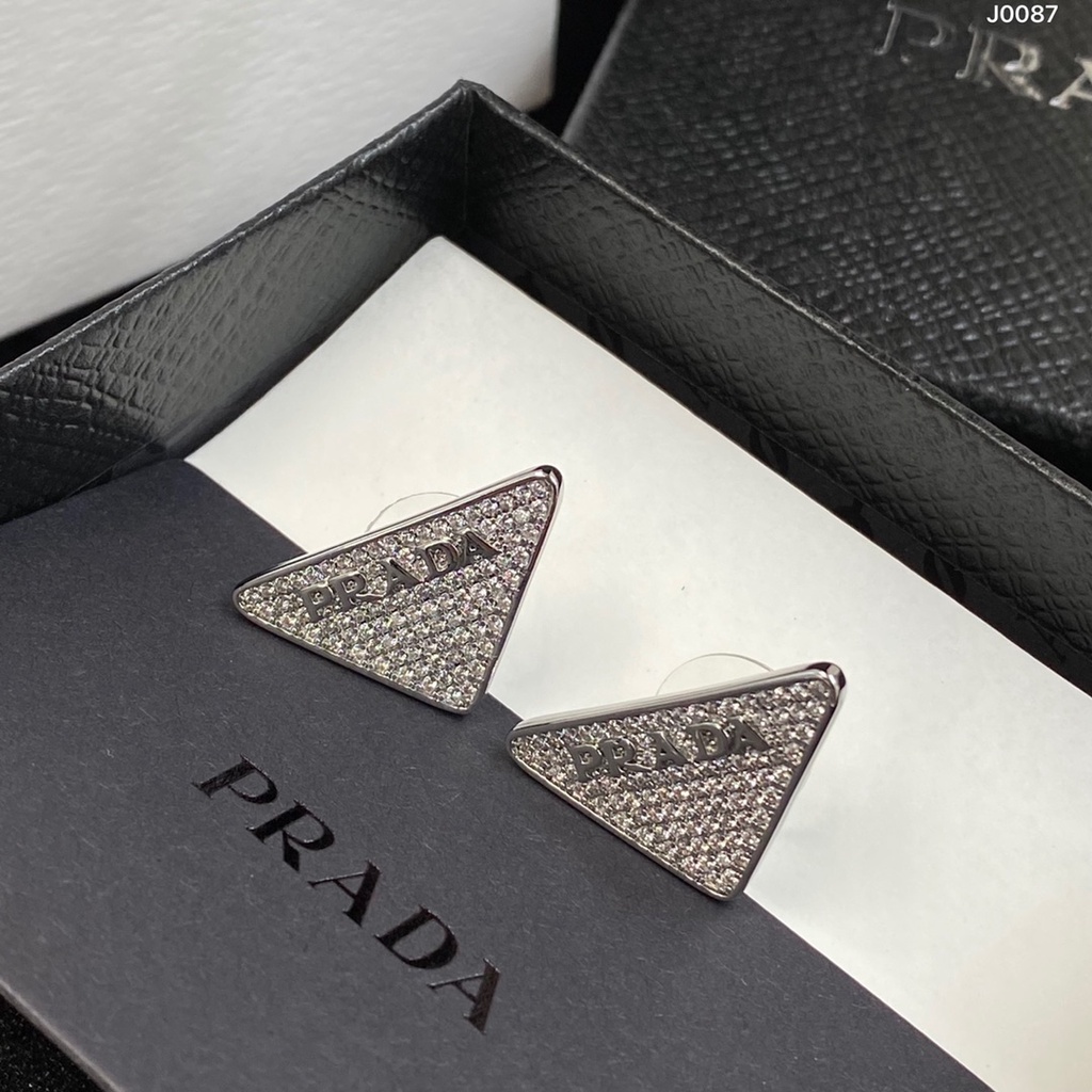 Bông tai Prada đính đá zircon thời trang 2021