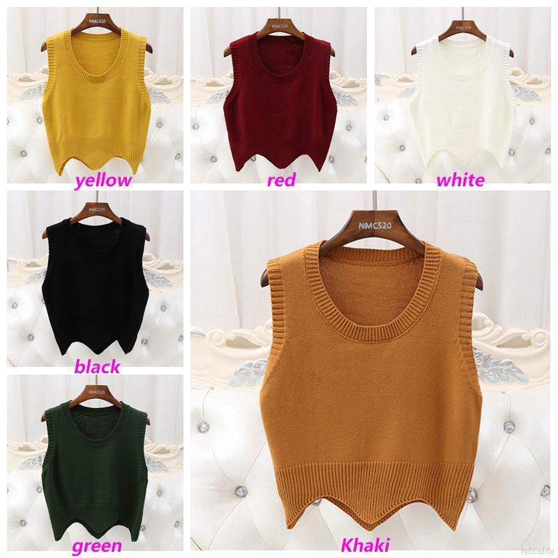 Áo Dệt Kim Nữ Sát Nách Cổ Chữ O Màu Trơn Gợn Sóng