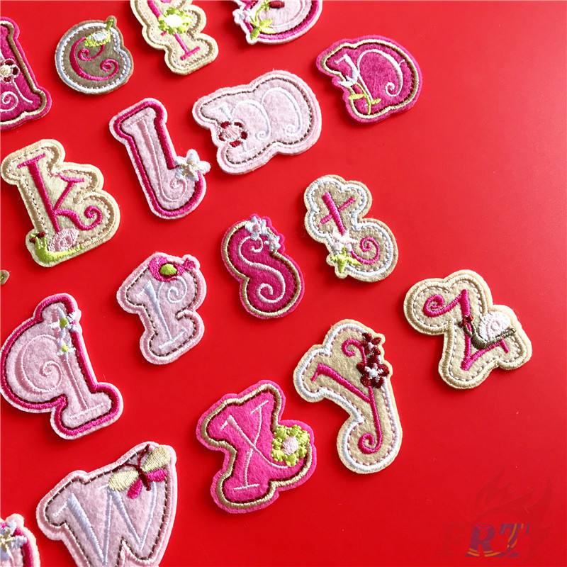 ☸ Pink Lowercase Letters Iron-on Patch ☸ 1Pc Diy Sew on Iron on Badges Patches