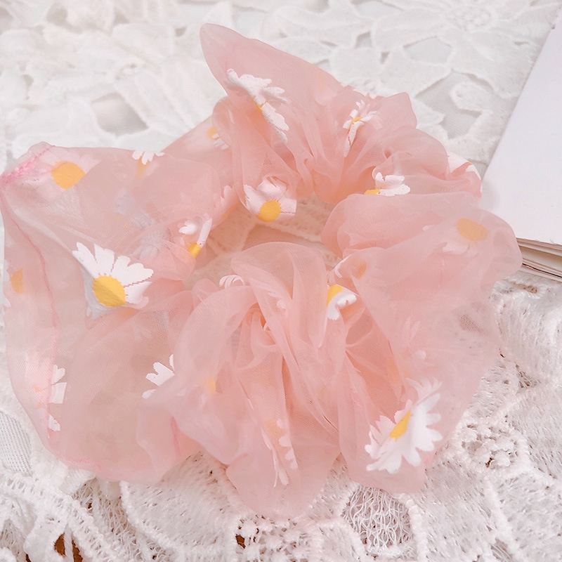 Dây Cột Tóc Lưới In Hình Hoa Cúc Nhỏ Dễ Thương Cho Nữ