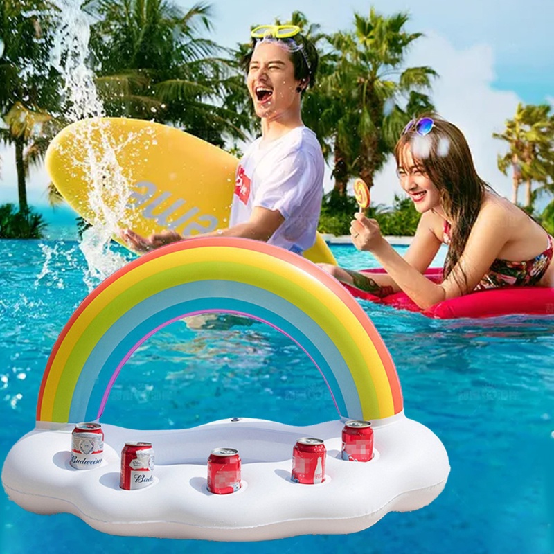 WMMB Party Inflatable Pool Floating Holder Rainbow Cloud Water Drink Holder Summer Cup Holder Inflatable Toy Beverage Float