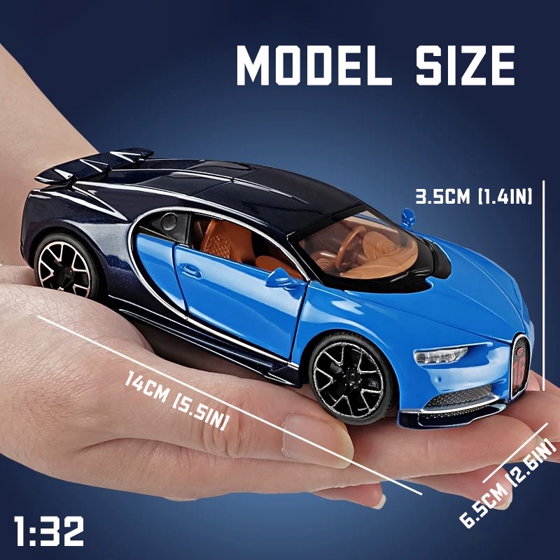 Mô Hình Xe Ô Tô Bugatti Chiron Tỉ Lệ 1: 32 Có Đèn Và Nhạc Và Đèn Bằng Hợp Kim Nhôm Quà Tặng Sinh Nhật Cho Bé Trai