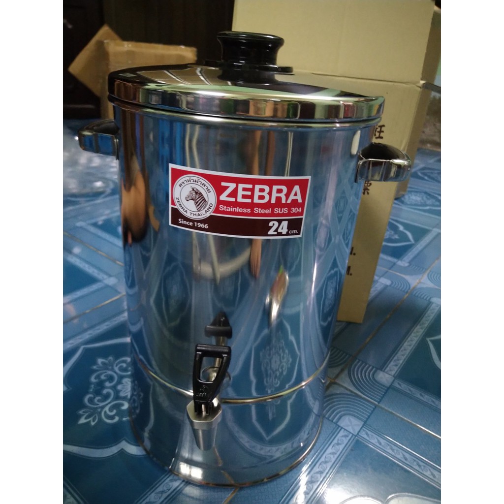 Thùng nước inox 304 Zebra Thái Lan 30cm có vòi gạt -114030-22L