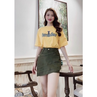 Chân váy kaki đắp chéo