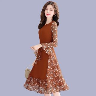 Váy len nữ, váy hoa kiểu đẹp, váy nữ dáng xòe, váy mùa thu đông, váy hoa nhí sang chảnh phong cách Hàn quốc