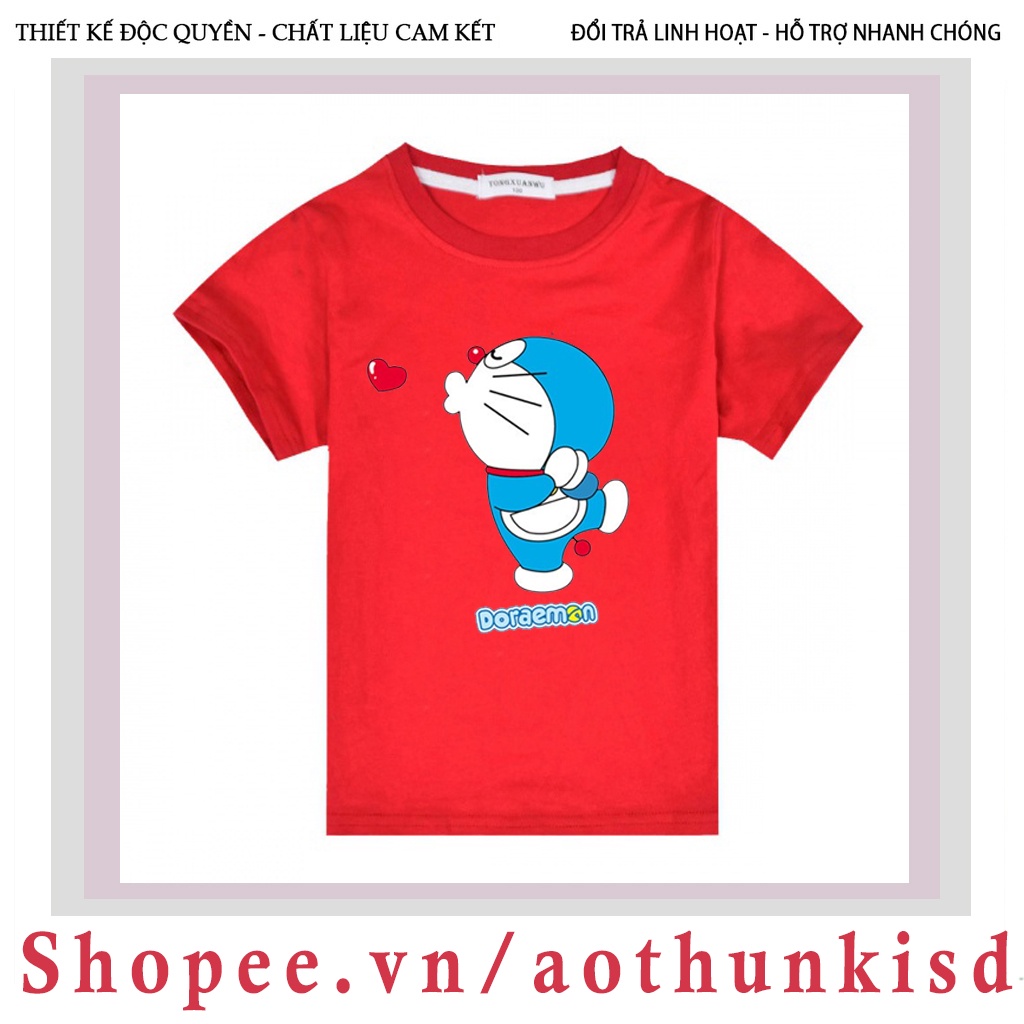 Áo thun cotton ngắn tay hình Doraemon thời trang mùa hè cho trẻ em limited