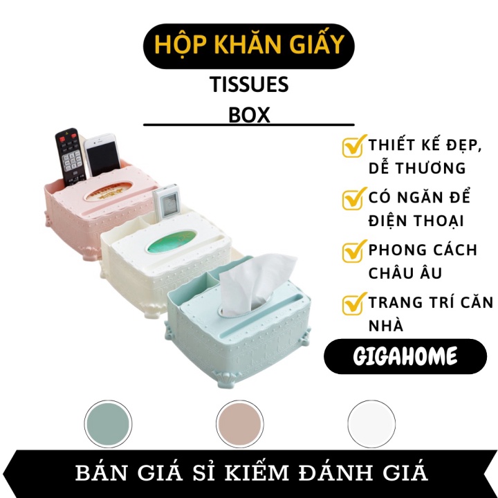 Hộp khăn giấy đa năng  GIÁ VỐN] Hộp nhựa đựng khăn giấy có kệ đựng vật dụng tiện lợi, sử dụng xe ô tô, phòng họp 8471