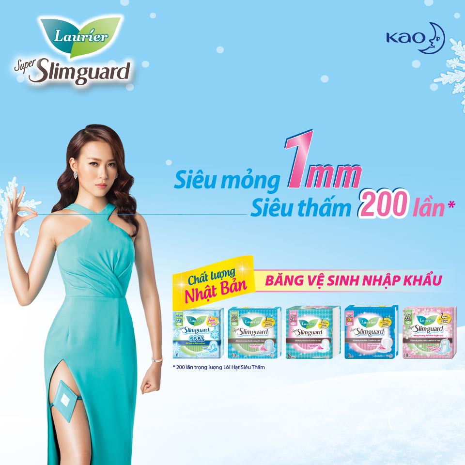 Băng Vệ Sinh Laurier Siêu Mỏng Ngày Super Slimguard 22cm 10 miếng