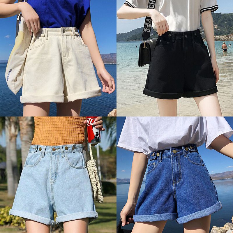 Quần ngắn denim phối nút thiết kế đơn giản hợp thời trang | BigBuy360 - bigbuy360.vn