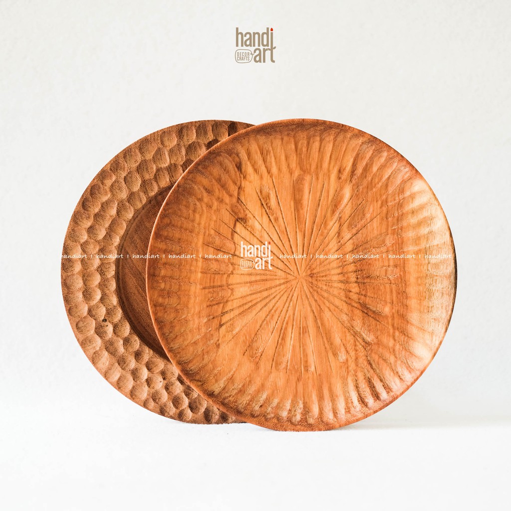 Dĩa gỗ đỏ/ Dĩa gỗ tròn decor (25cm)