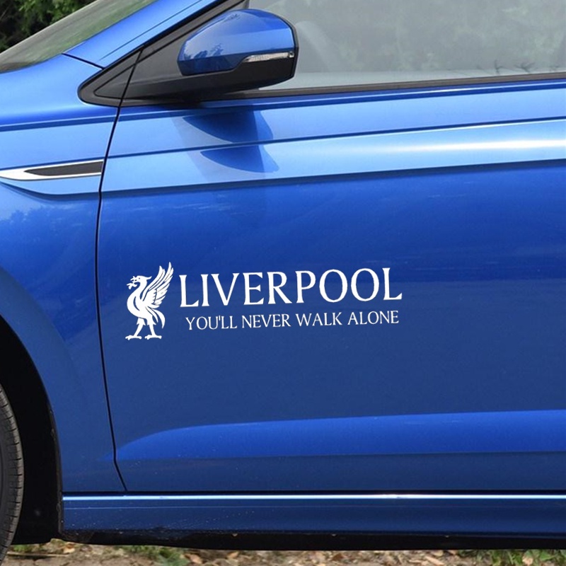 Bộ 2 Miếng Dán Phản Quang In Chữ YNWA Football You 'Ll Never Walk Alone Trang Trí Cửa Xe Hơi Xe Máy