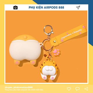[Set Case Kèm Móc Khóa] Case Vỏ Bao Airpods Đựng Tai Nghe Airpod 1 2 Pro Mông Corgi Kèm Móc Khóa Siêu Dễ Thương