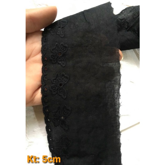 Ren thô thêu con 🦋 đen, bản 5cm