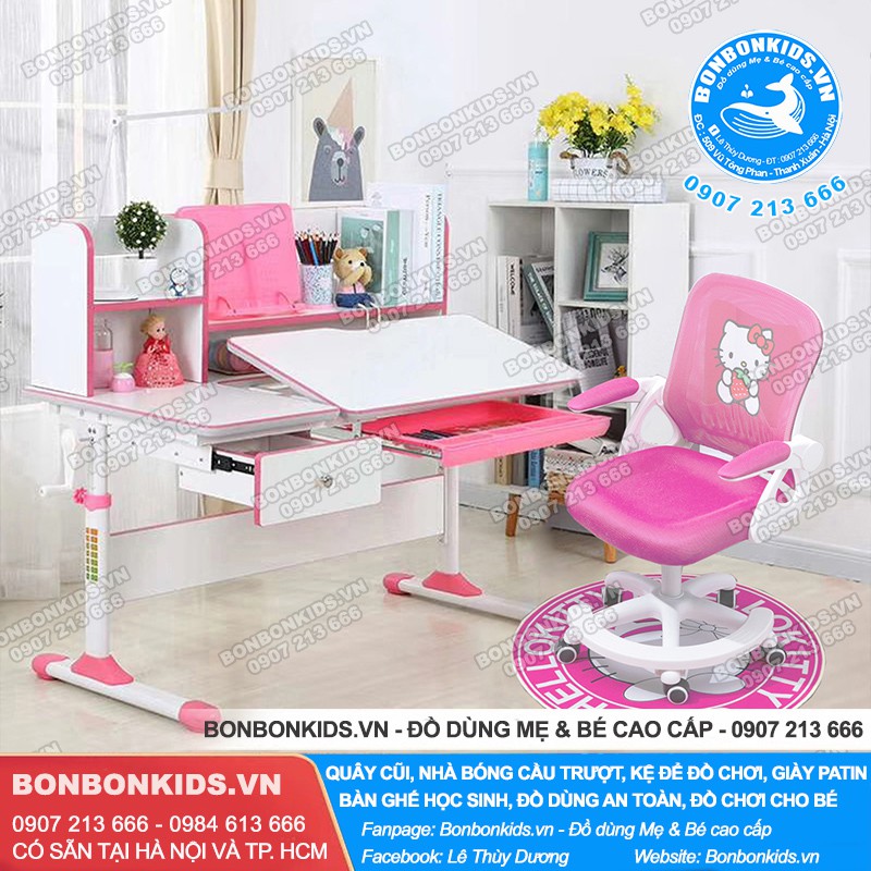 Bộ bàn ghế học sinh Hello Kitty ( Bàn học thông minh G510 + Ghế xoay Capital) | BigBuy360 - bigbuy360.vn