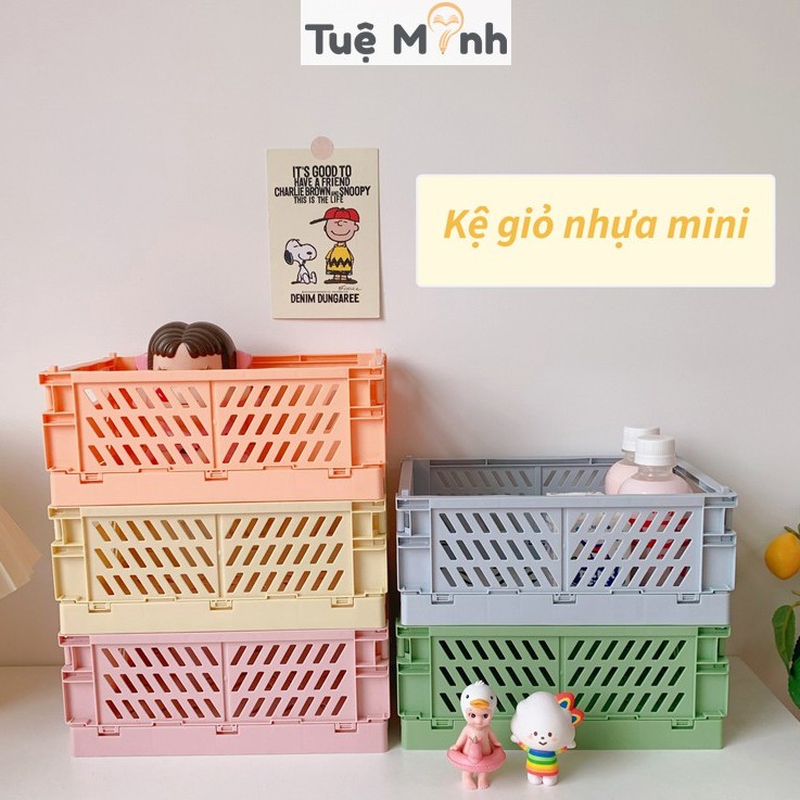 Kệ giỏ nhựa mini lắp ráp đựng đồ dùng sách vở K37, rổ nhựa có thể xếp chông tiện lợi