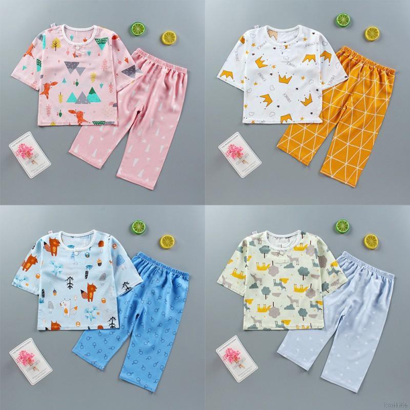 Bộ Đồ Ngủ Pijama Dài Tay In Hoạt Hình Cho Bé Từ 3-9 Tuổi