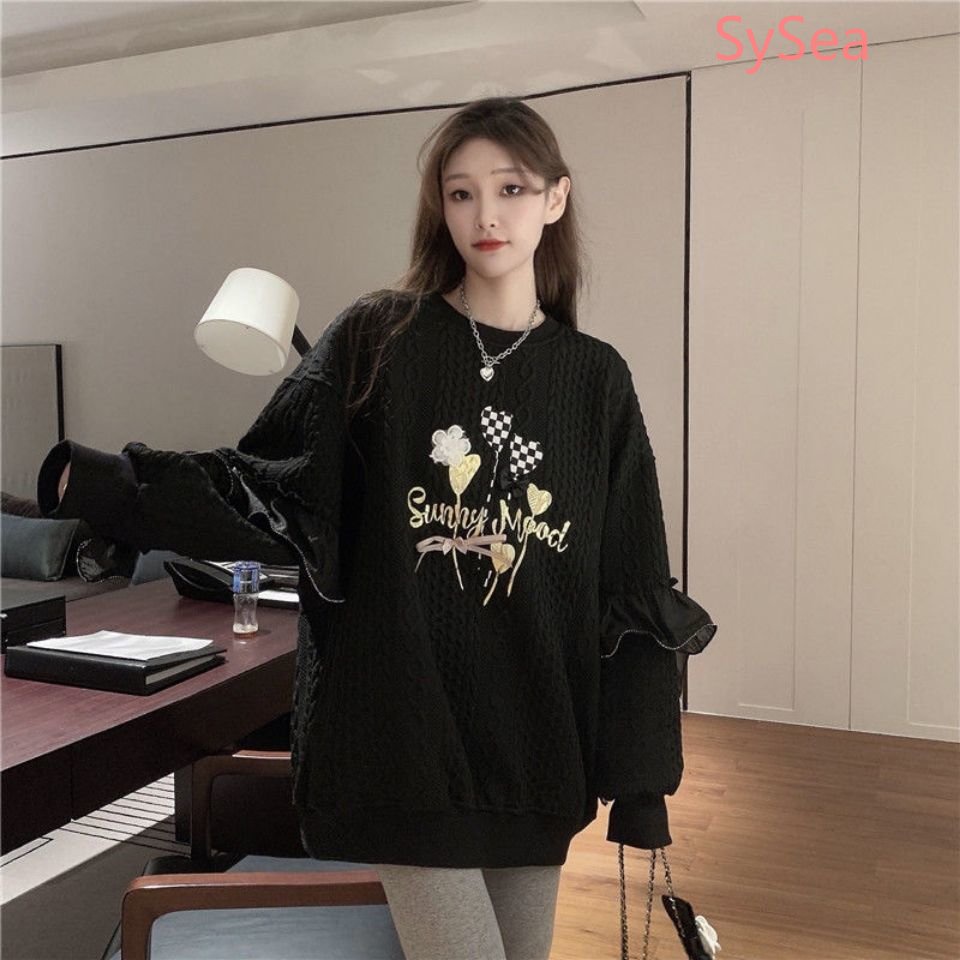 Women's Autumn Korean Style Love Stitching Lace Sweatshirt