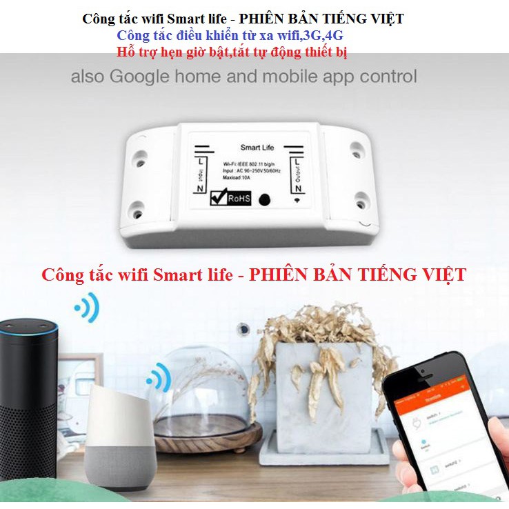 Công tắc wifi Smart life - PHIÊN BẢN TIẾNG VIỆT, công tắc điều khiển từ xa