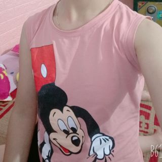 Áo thun sát nách nữ phong cách Hàn Quốc 40-50kg, áo thun sát nách hình chuột Mickey, áo ba lỗ, áo không tay