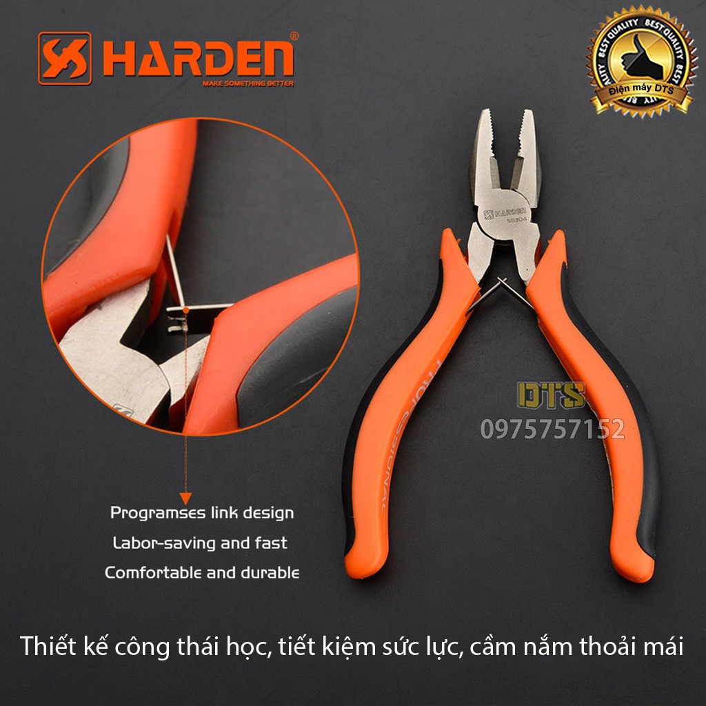 Bộ 2 kìm điện - kìm nhọn mini trợ lực HARDEN 4.5 inch, thép CR-V, thiết kế công thái học, lò xo kép - Tiêu chuẩn châu Âu