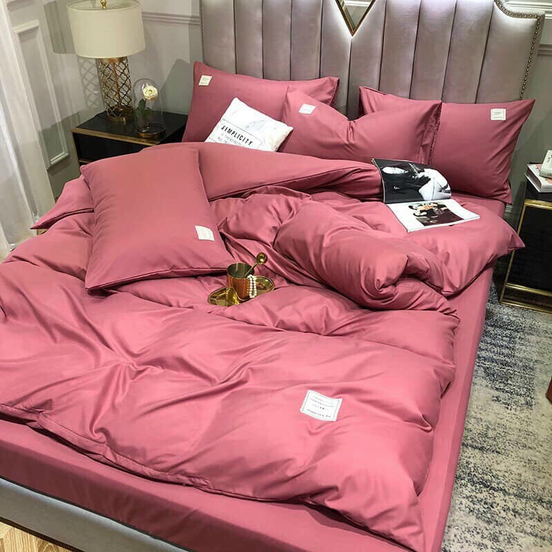 Bộ chăn ga cotton Tici một màu nhập khẩu Hàn Quốc mẫu mới đủ size đủ màu ( Miễn phí bo chun mọi kích thước)