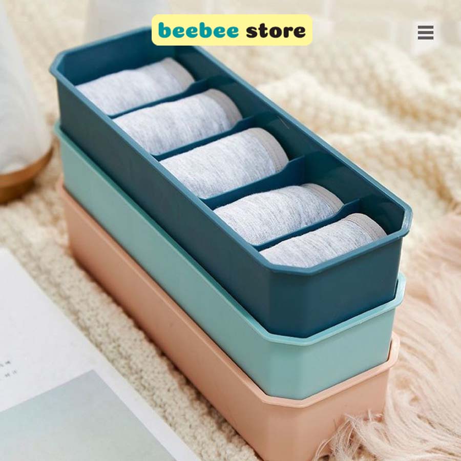 Hộp Đựng Tất, Vớ , Đồ Lót Chia 5 Ngăn Nhiều Màu Cao Cấp P012