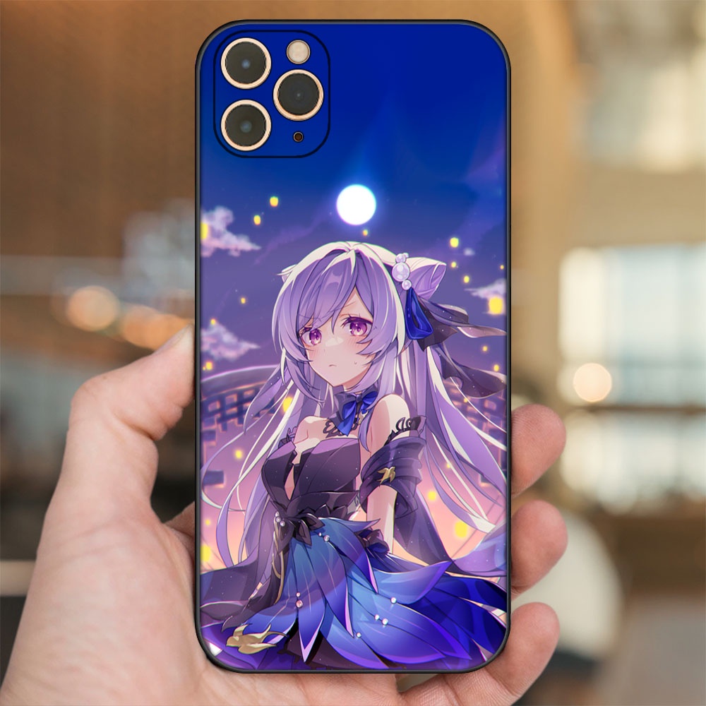 Ốp lưng iPhone 11 Pro Max dẻo đen cạnh vuông in hình Keqing Genshin Impact