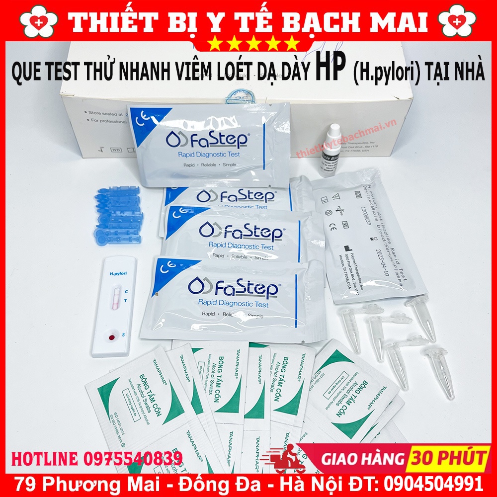 [Mã COSDAY giảm 8% đơn 150K] Que Test Thử Nhanh Vi Khuẩn HP Fastep của Mỹ - Test Thử Dạ Dày HP H.pylori