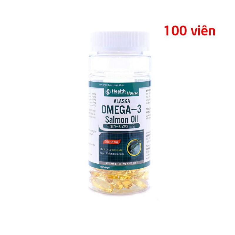 Viên dầu cá Alaska Omega 3 bổ não, sáng mắt, khỏe mạnh tim mạch - Hộp 100 viên