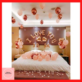 Set bóng bay trang trí phòng cưới đám cưới màu hồng w13 🍓Tặng ruy băng tim thả trần  - Bống Balloon Shop