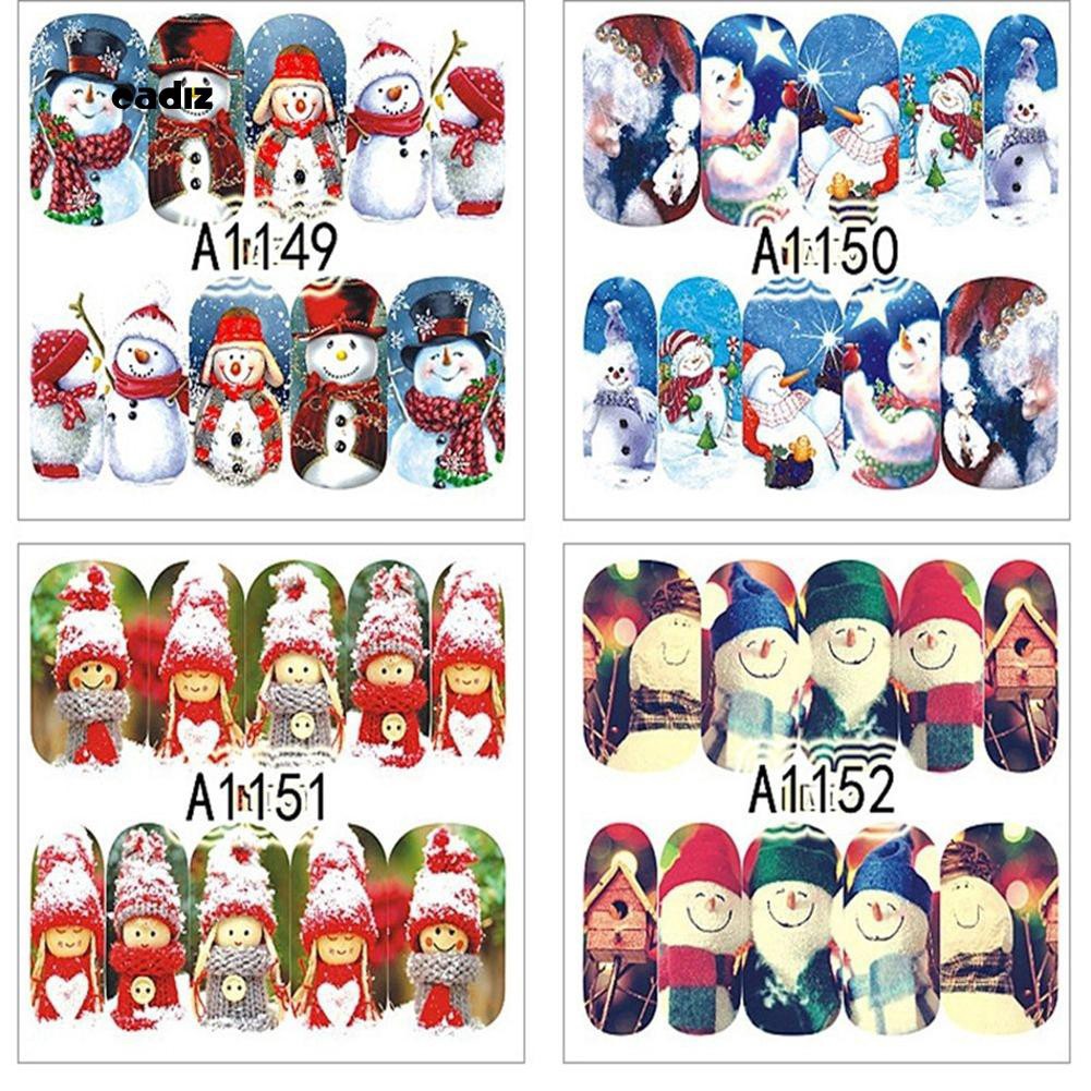 [Hàng mới về] 12 Tấm miếng dán trang trí móng tay chủ đề Giáng sinh xinh xắn