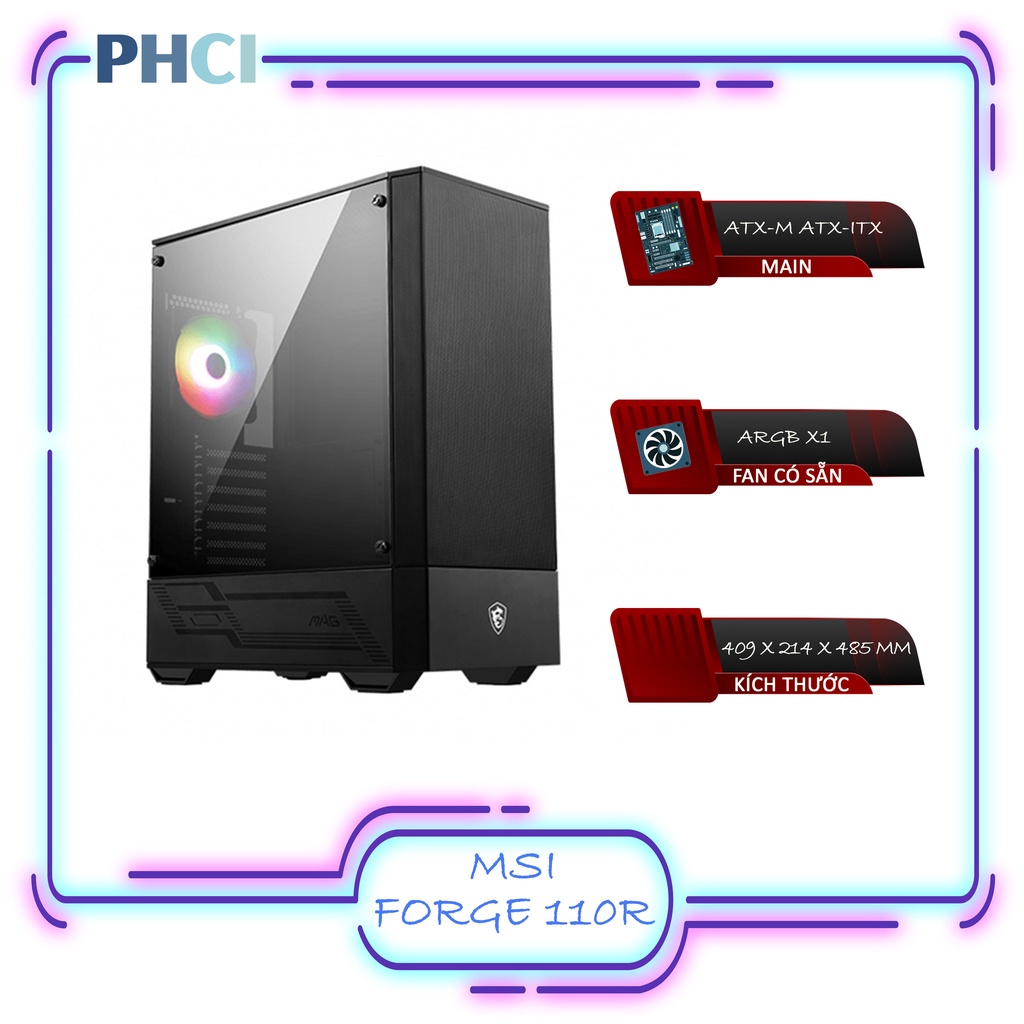 Vỏ Case MSI MAG Forge 110R (Sẵn 1Fan ARGB) | BigBuy360 - bigbuy360.vn