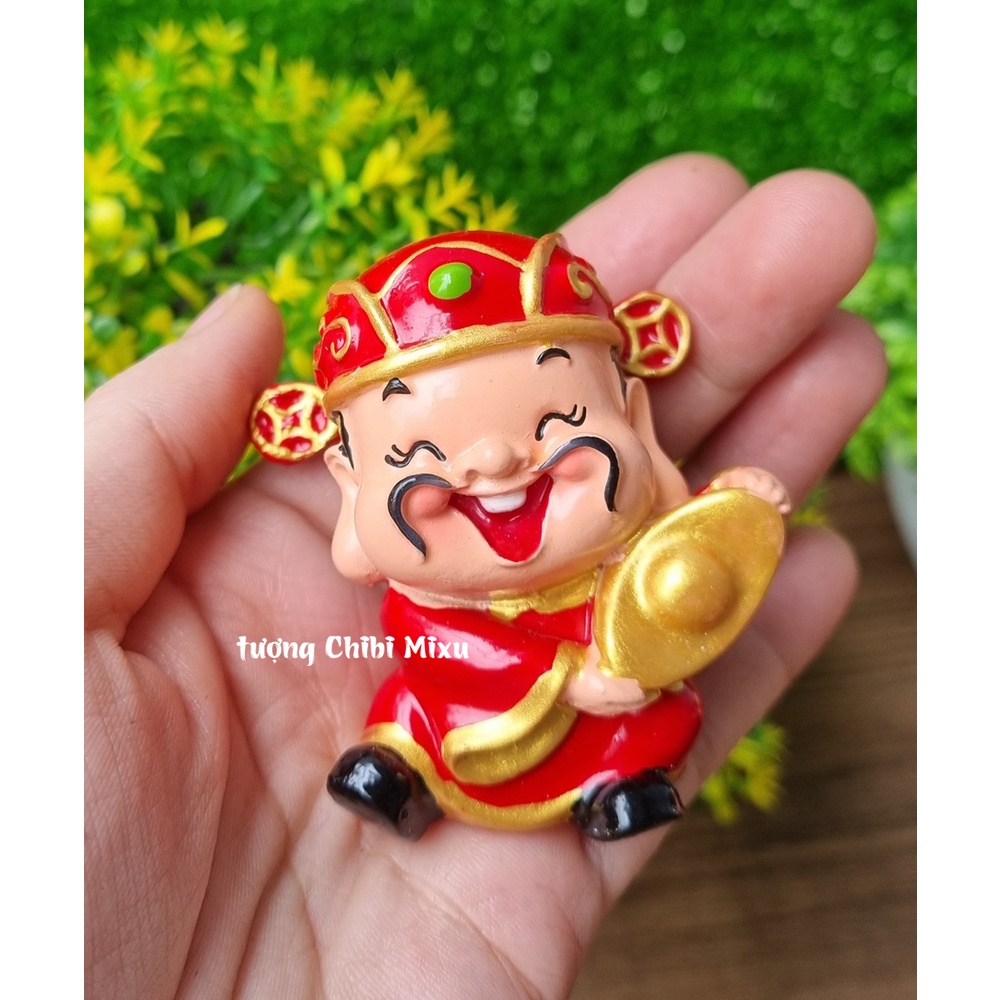 Bộ 03 tượng Thần Tài 6cm kèm chân đế giả đá size nhỏ