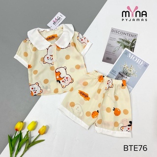 Bộ pyjama đùi bé gái cổ sen, chất lụa mango mềm mát - Myna Pyjamas
