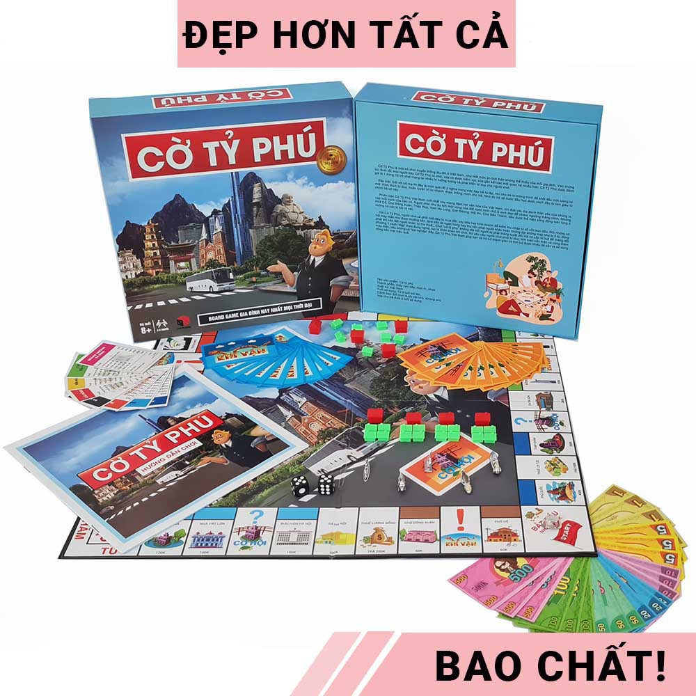 Cờ tỷ phú Monopoly Việt hoá tiếng Việt cỡ lớn giá rẻ, tiền Việt polime trò chơi gia đình học làm giàu