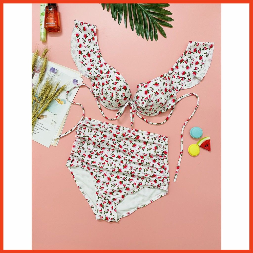 Đồ bơi, bikini hai cánh tiên 🏖️Freeship🏖️ nền trắng hoa hồng nhí mặc đi biển đi bơi đẹpmới nhất tại Hà Nội