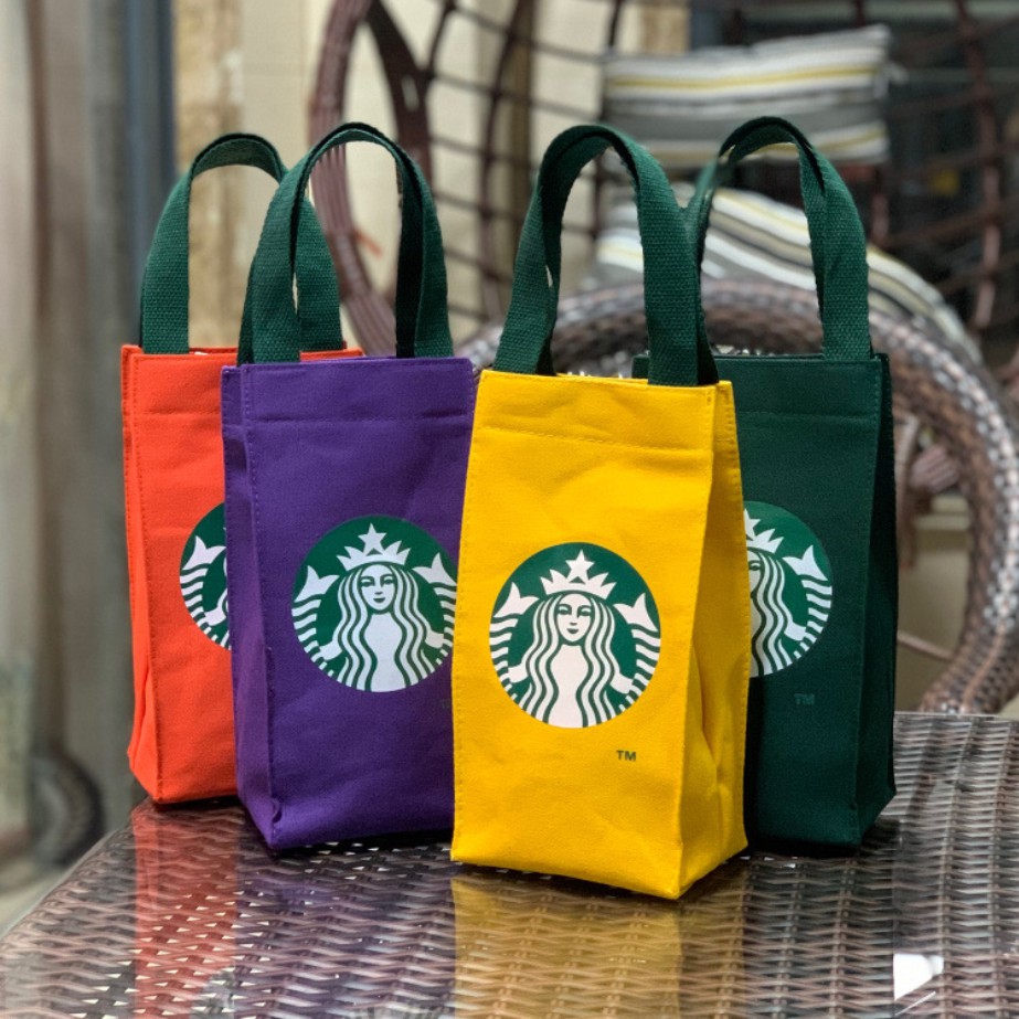 Túi xách canvas họa tiết logo Starbucks thời trang