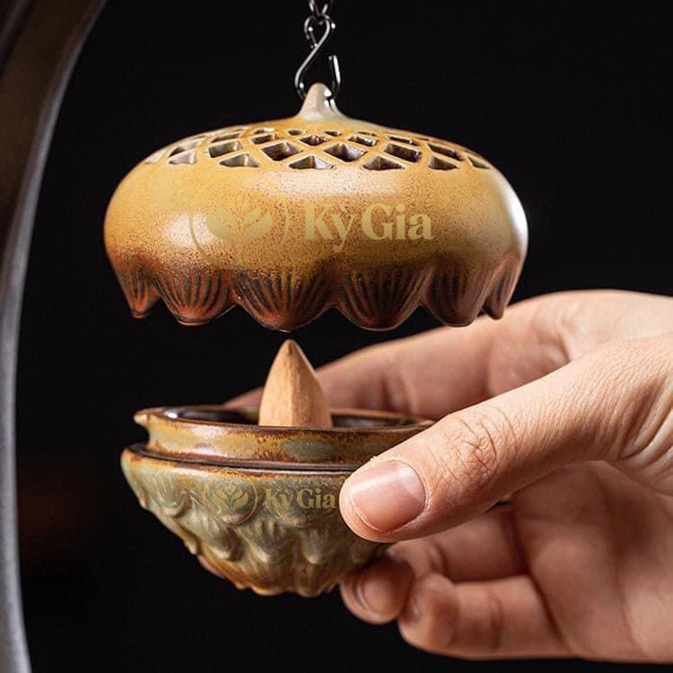 Thác Khói Trầm Hương Kỳ Gia AGARWOOD Cao Cấp Hoa Sen Treo