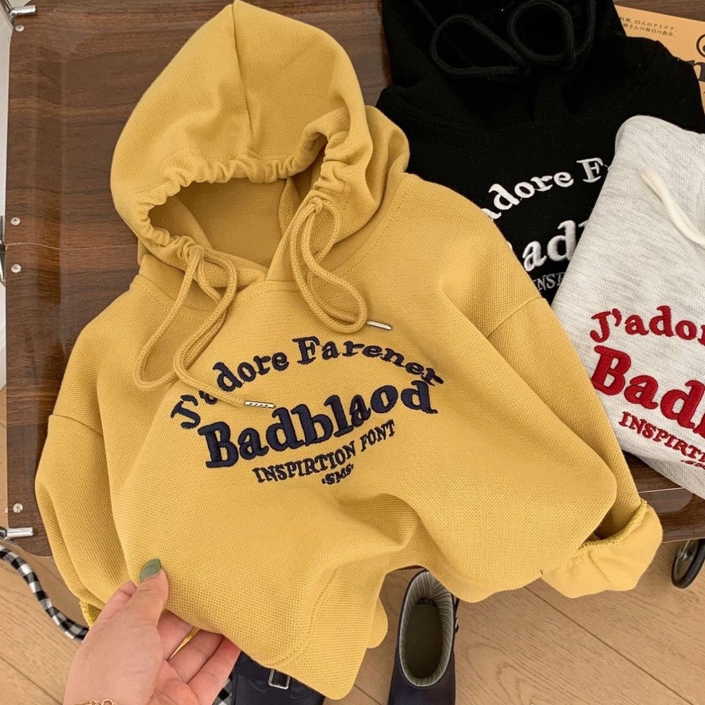 Hàng Mới Về Áo Hoodie Nỉ Thêu Chữ Phong Cách Nhật Bản Thời Trang Mùa Thu Mới 2022 Dành Cho Bé Trai Gái