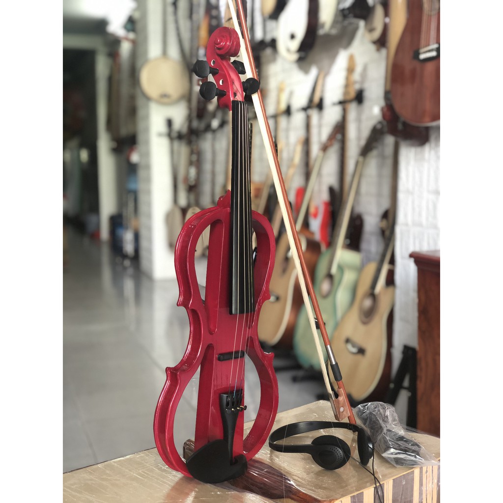 Đàn violin điện từ màu đỏ trọn bộ phụ kiện