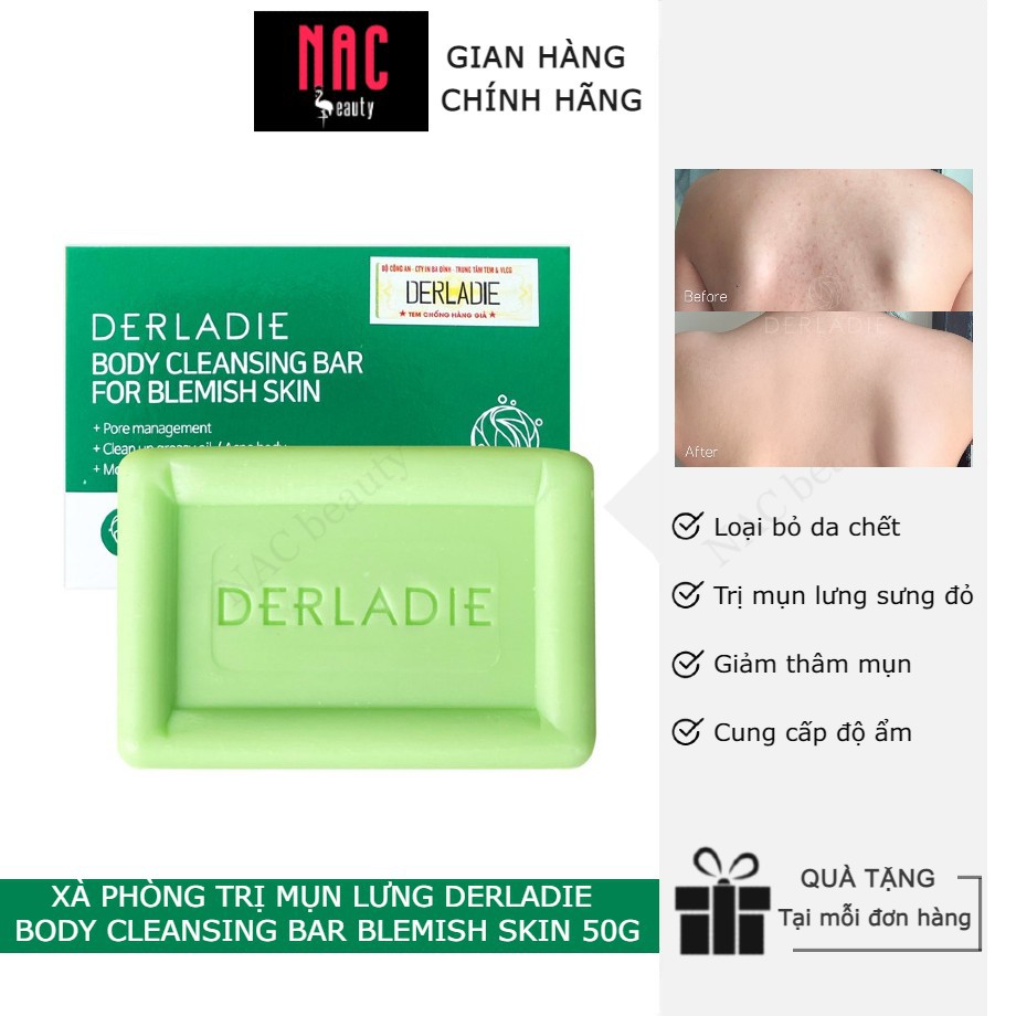 Xà Phòng Derladie - Xà Bông Cục Giảm Mụn Lưng Cơ Thể Derladie Body Cleansing Bar Blemish Skin 50gr