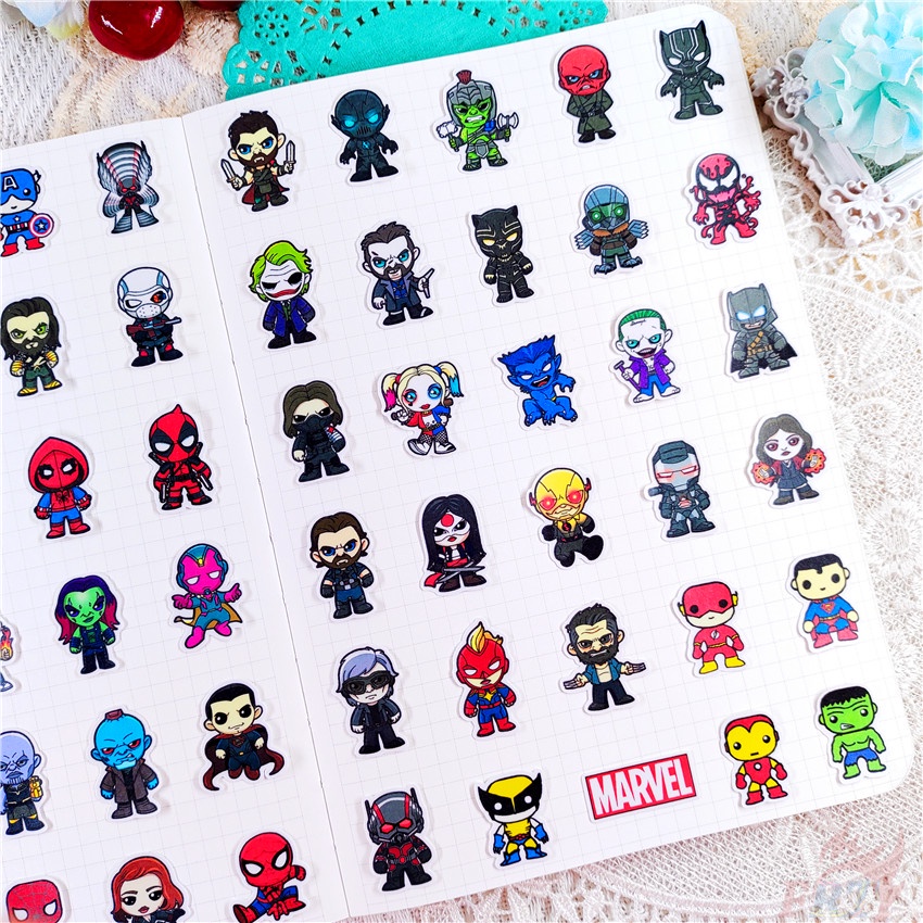 ★★★ Q Marvel &amp; DC Superhero Q-1 Mini Diary Manual Stickers ★★★ 60Pcs/Set DIY Fashion Scrapbooks Album Decor Decals Stickers