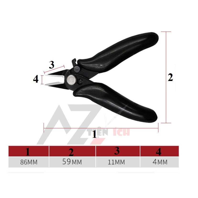 Kìm mini kìm cắt chân linh kiện đen dài 86mm