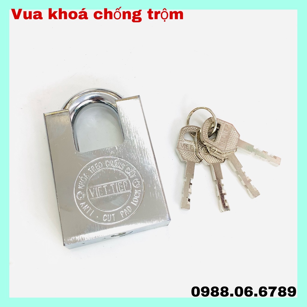 Ổ khóa cửa treo Việt Tiệp hợp kim chống cắt màu trắng⚡FREE SHIP⚡ Khóa cần chìa chống quên chìa. hợp kim thép cao cấp