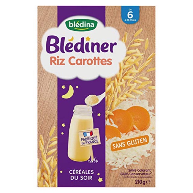  [4/2022] Bột lắc sữa Bledina ban đêm vị gạo-cà rốt 6m+ 210g (Pháp)