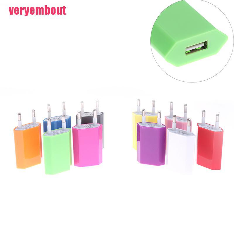 Cốc sạc USB 5V 1A phích cắm Eu nhiều màu lựa chọn cho Samsung